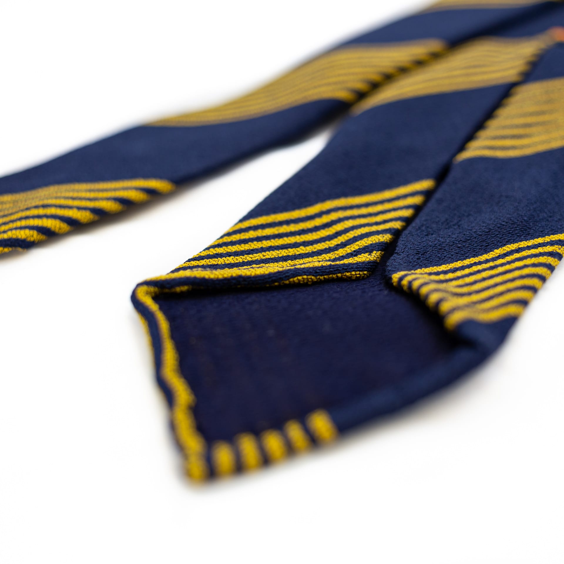 DLA 5-fold navy and yellow striped tie details