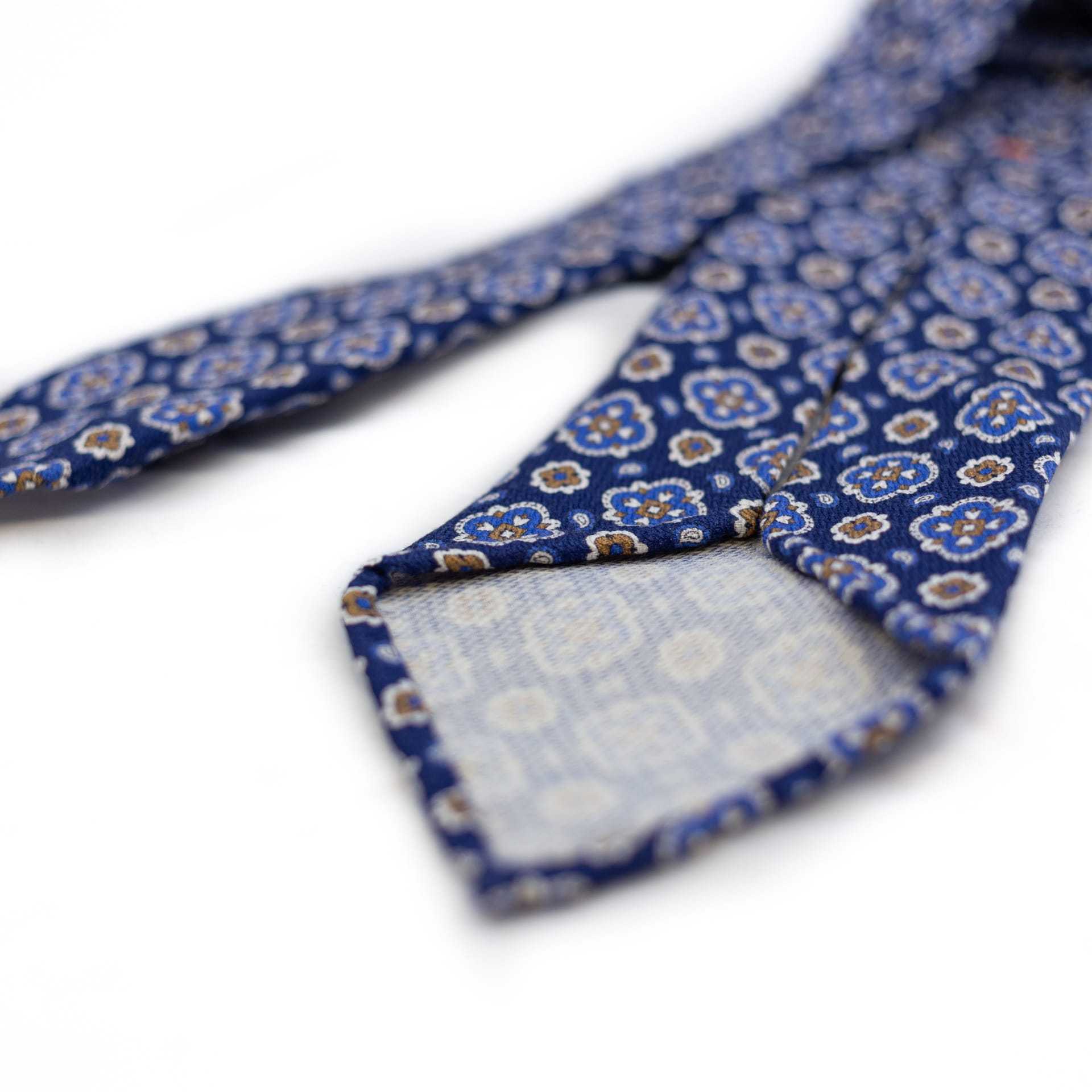 DLA Navy 5-fold printed soft silk tie details