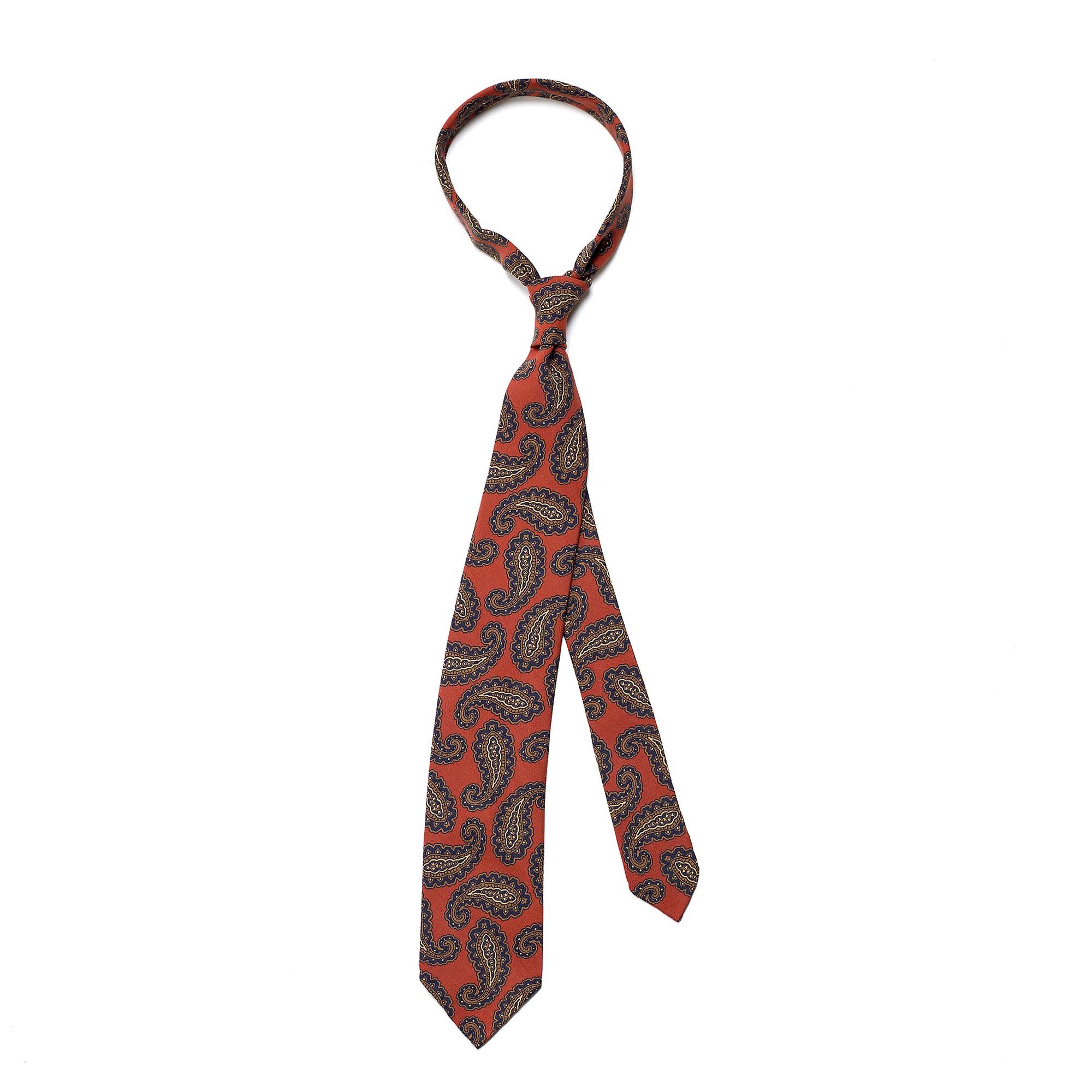 Red 5-fold paisley pattern soft silk tie