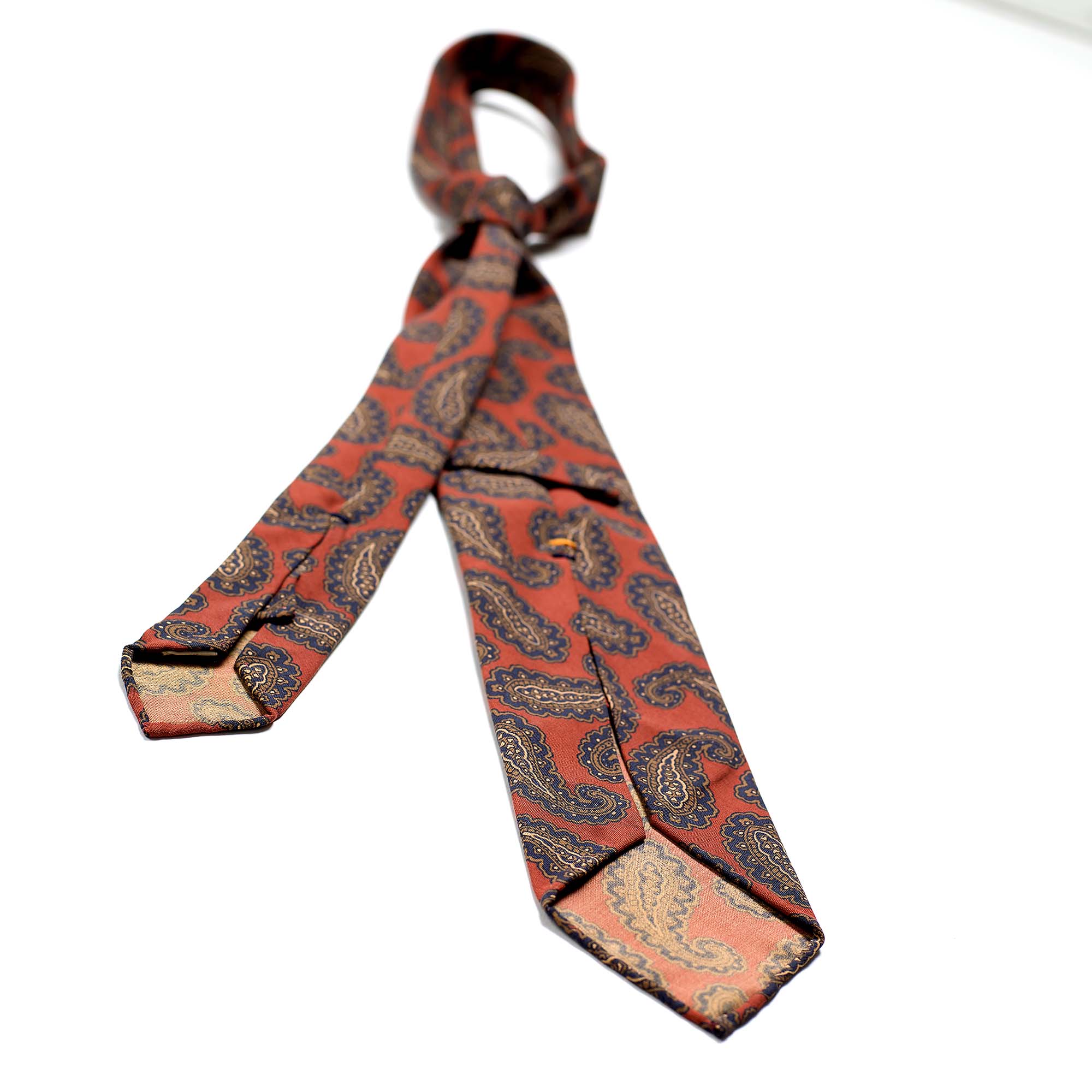 Red 5-fold paisley pattern soft silk tie_back