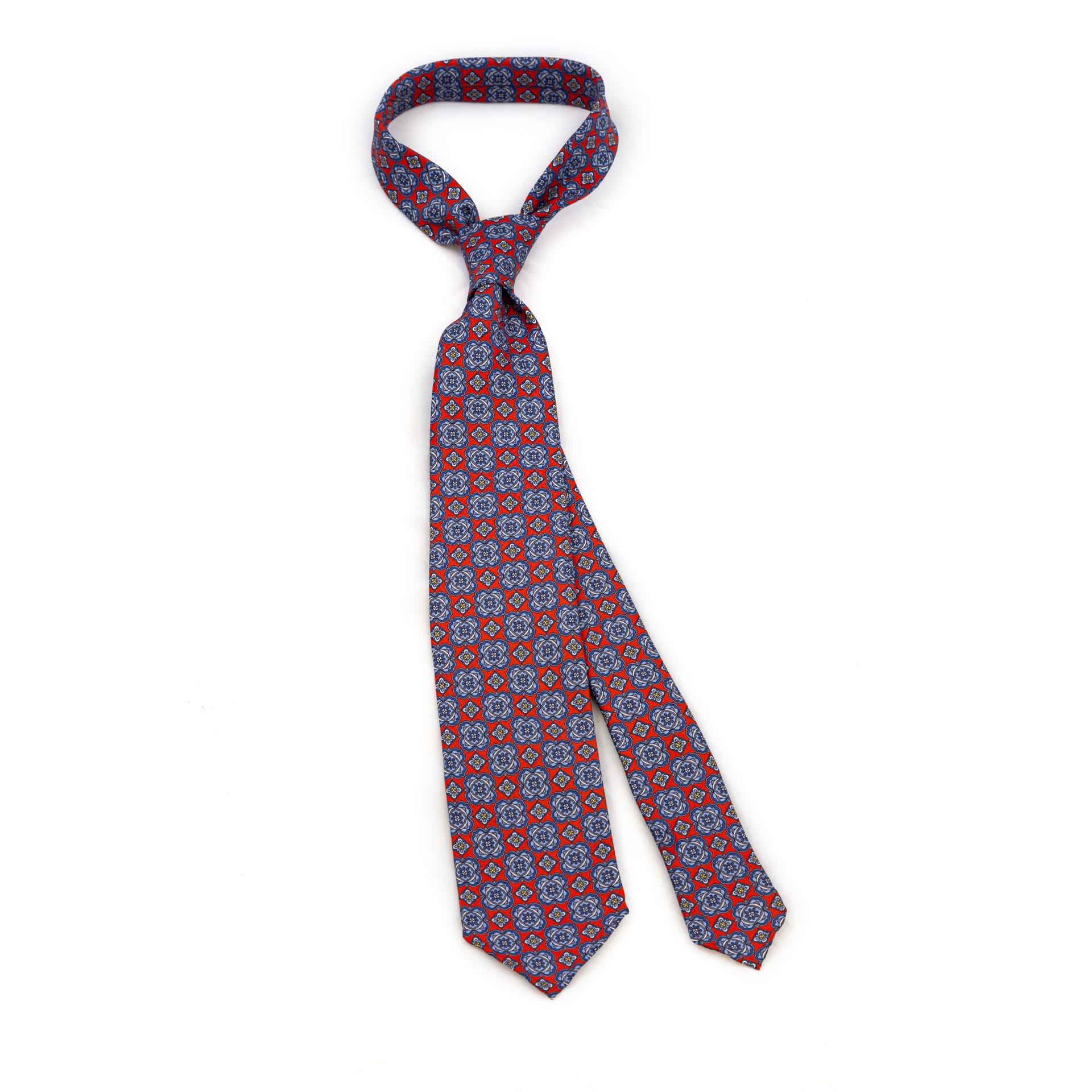 Red 5-fold printed silk tie